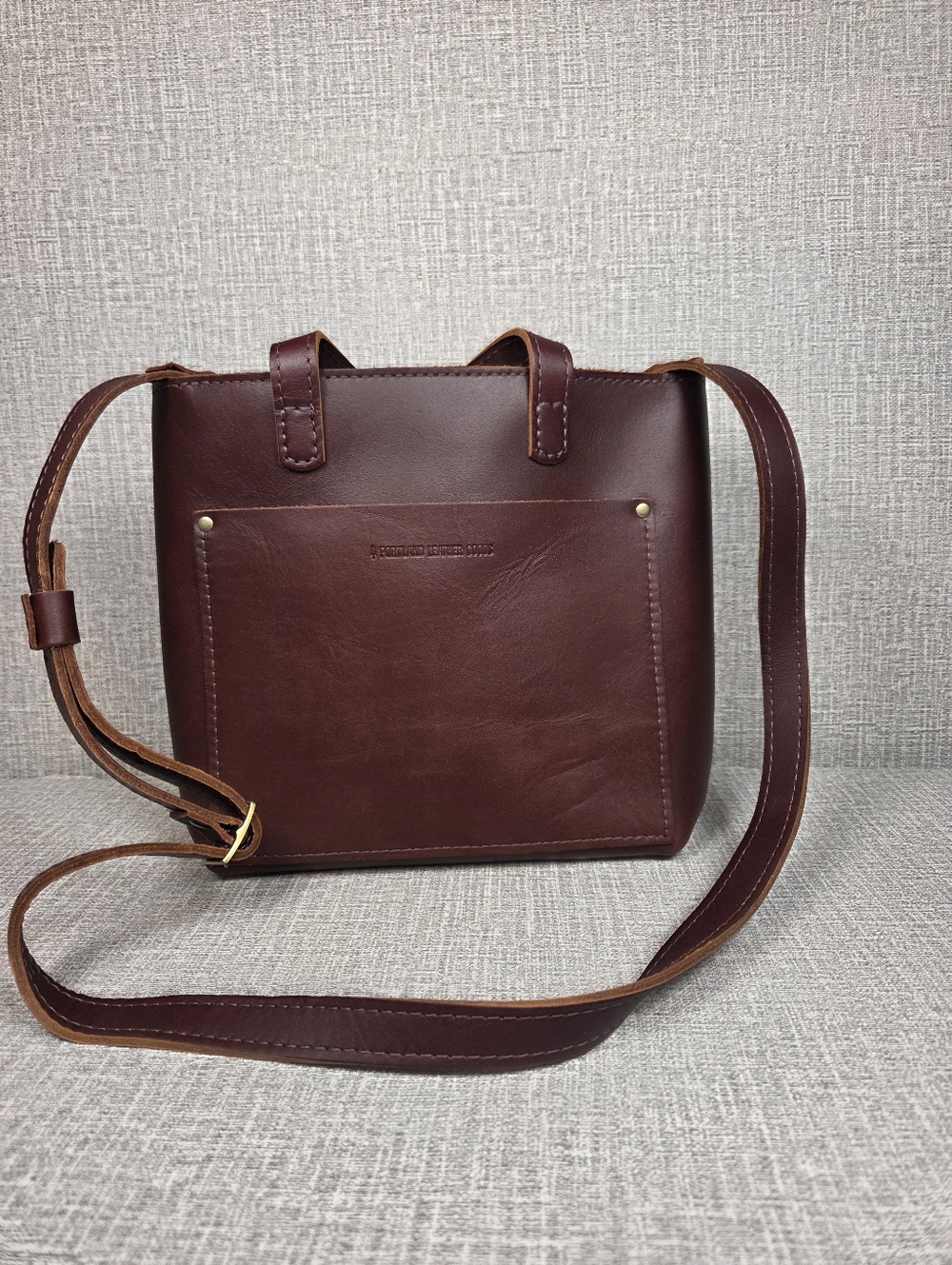 NEW Portland Leather Goods Congac Brown Small Crossbody Tote Bag